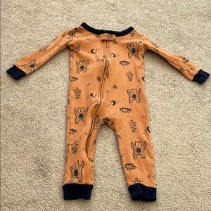 Carter's Tan Bear Pattern Footless Pajamas